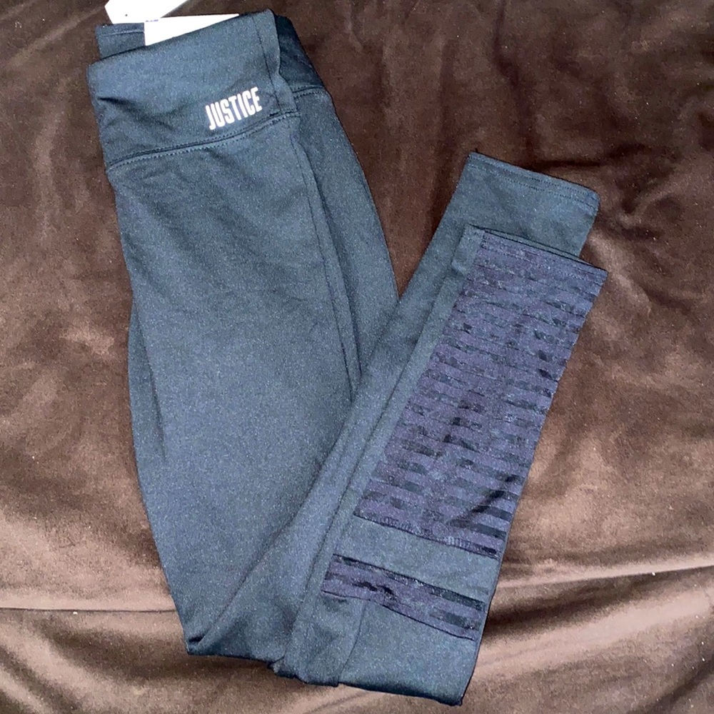Girls justice high waisted blk leggings